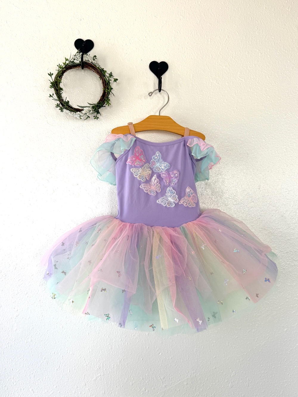 Girls Size 2-3 Lavender Butterfly Tutu Dance Costume | One-Piece Ballet Dress